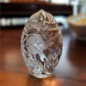 Vintage Cut Lead Crystal Floral Paperweight Egg
